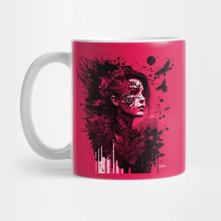 the fall of the road in ecopop woman collage art Mug